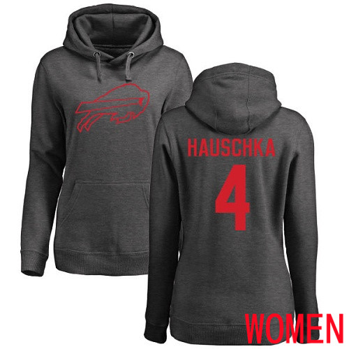 NFL Women Buffalo Bills 4 Stephen Hauschka Ash One Color Pullover Hoodie Sweatshirt